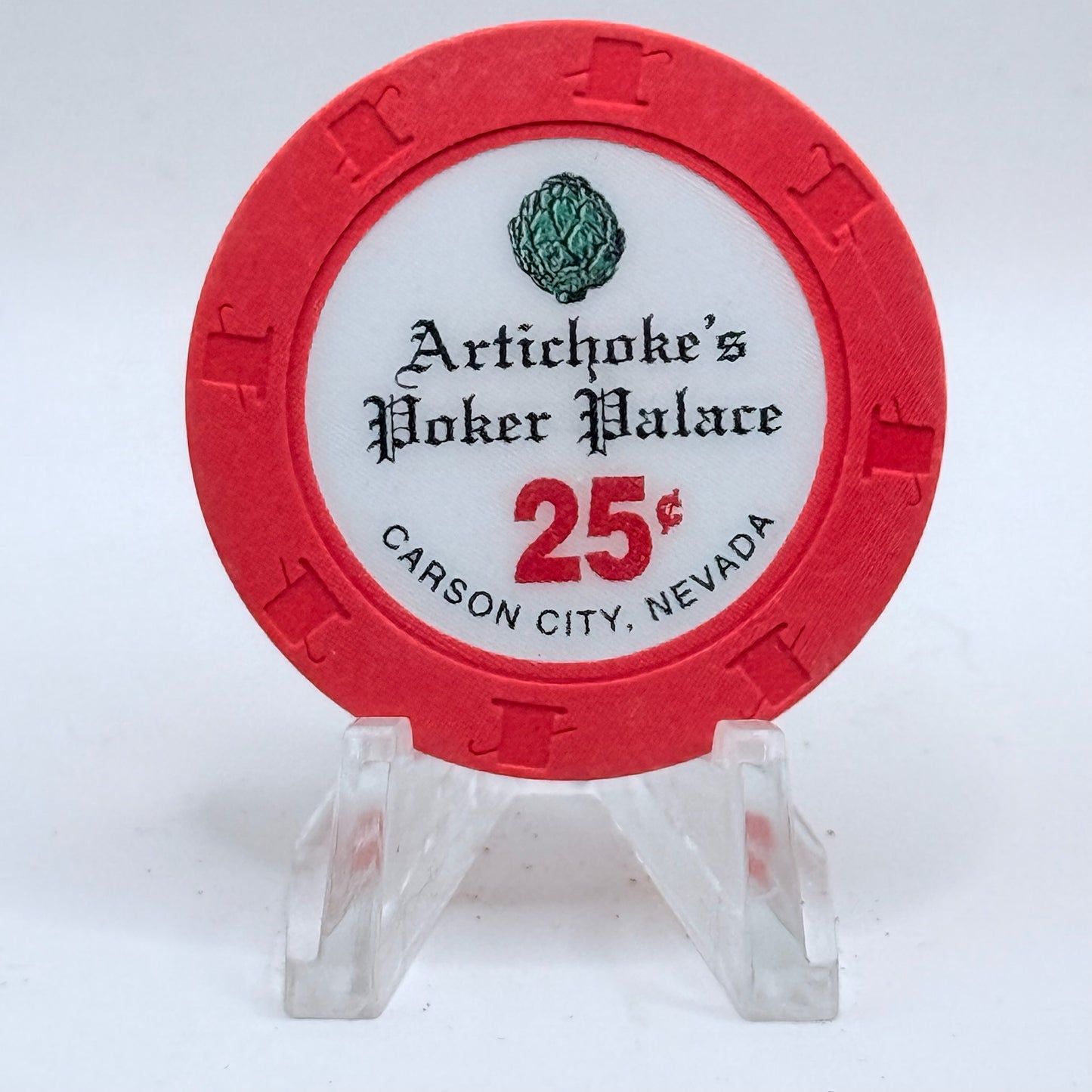 Artichoke's Poker Palace Carson City Nevada 1997 $0.25 Casino Chip V2016