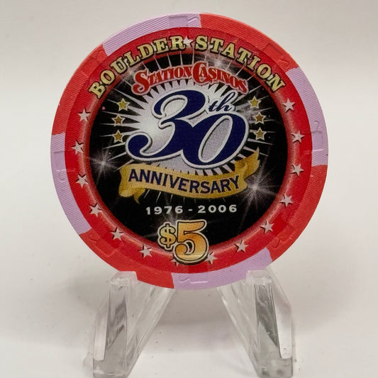 Boulder Station Las Vegas Nevada 2006 '30th Anniversary' LE $5 Casino Chip E6130