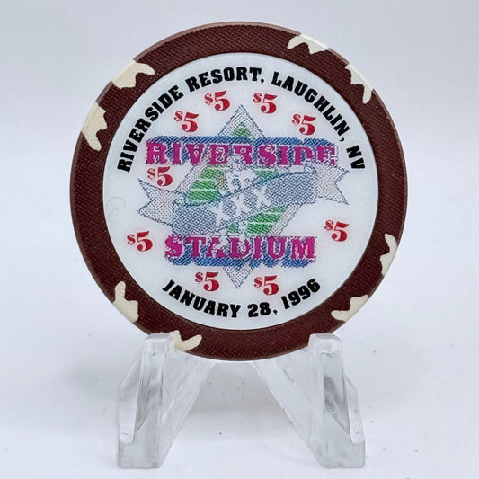 Riverside Resort Casino Laughlin Nevada 1996 'Superbowl XXX' LE $5 Casino Chip N7921