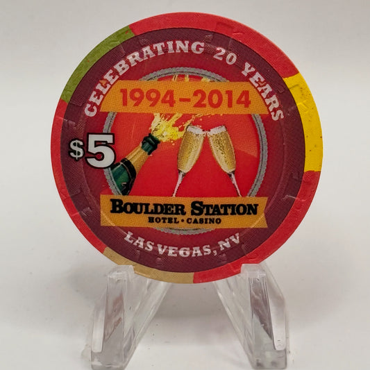 Boulder Station Las Vegas Nevada 2014 'Twentieth Anniversary' LE $5 Casino Chip D1551