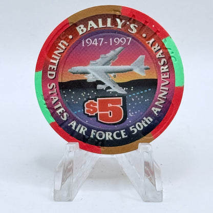 Bally's Las Vegas Nevada 1997 'United States Air Force 50th Anniversary' LE $5 Casino Chip N9292
