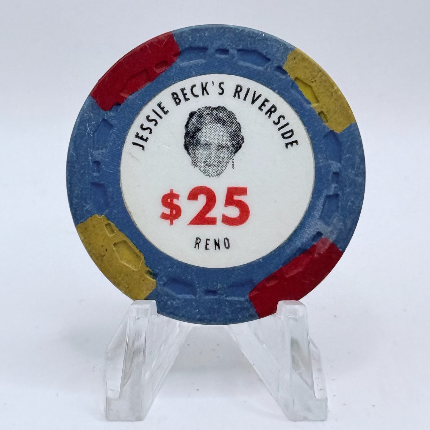 Jessie Beck's Riverside Hotel Reno Nevada 1971 $25 Casino Chip N7325