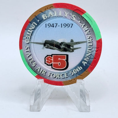Bally's Las Vegas Nevada 1997 'United States Air Force 50th Anniversary' LE $5 Casino Chip N9291