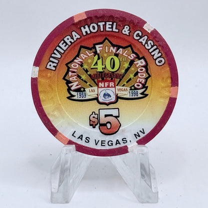 Riviera Las Vegas Nevada 1998 'National Finals Rodeo 40th' LE $5 Casino Chip V3333