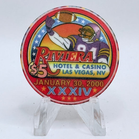 Riviera Las Vegas Nevada 2000 'Superbowl XXXIV' LE $5 Casino Chip V5397