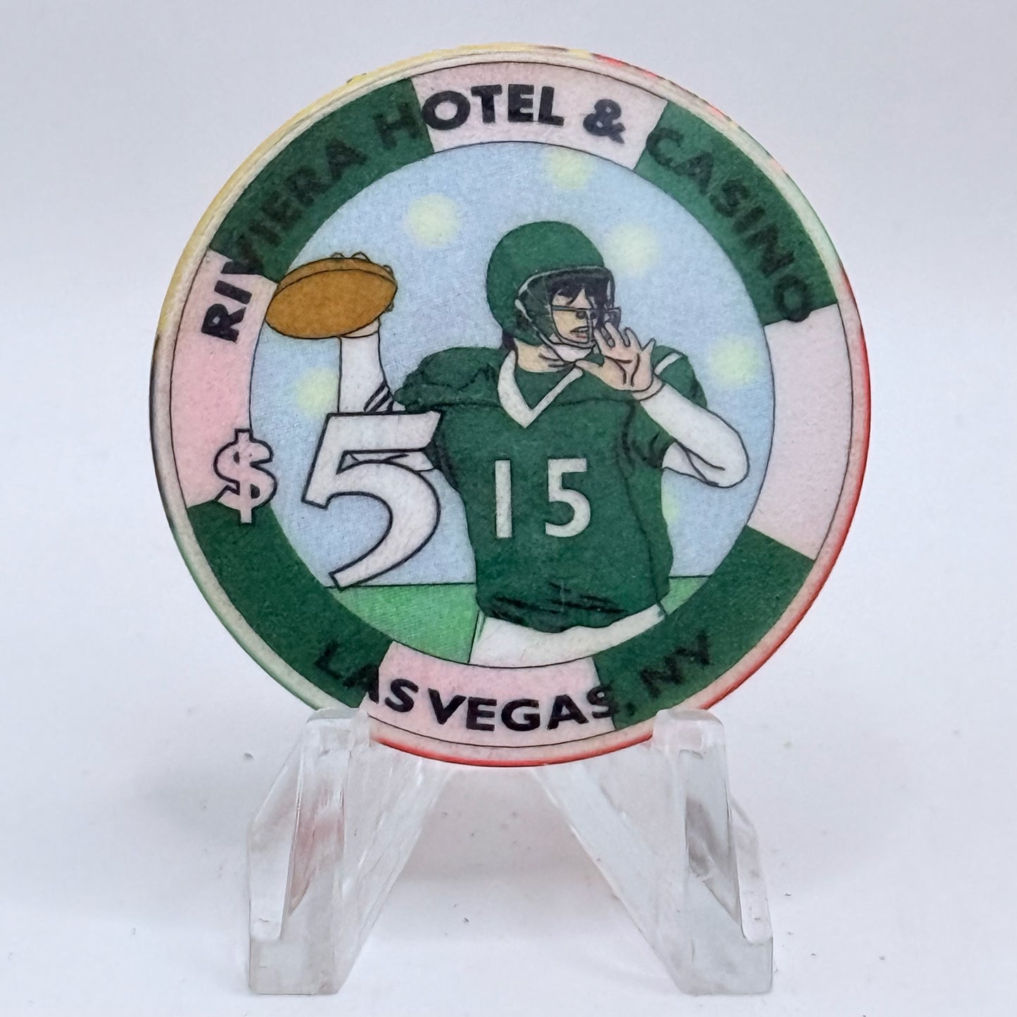 Riviera Las Vegas Nevada 1999 'Game Of The Century Superbowl' LE $5 Casino Chip V3326