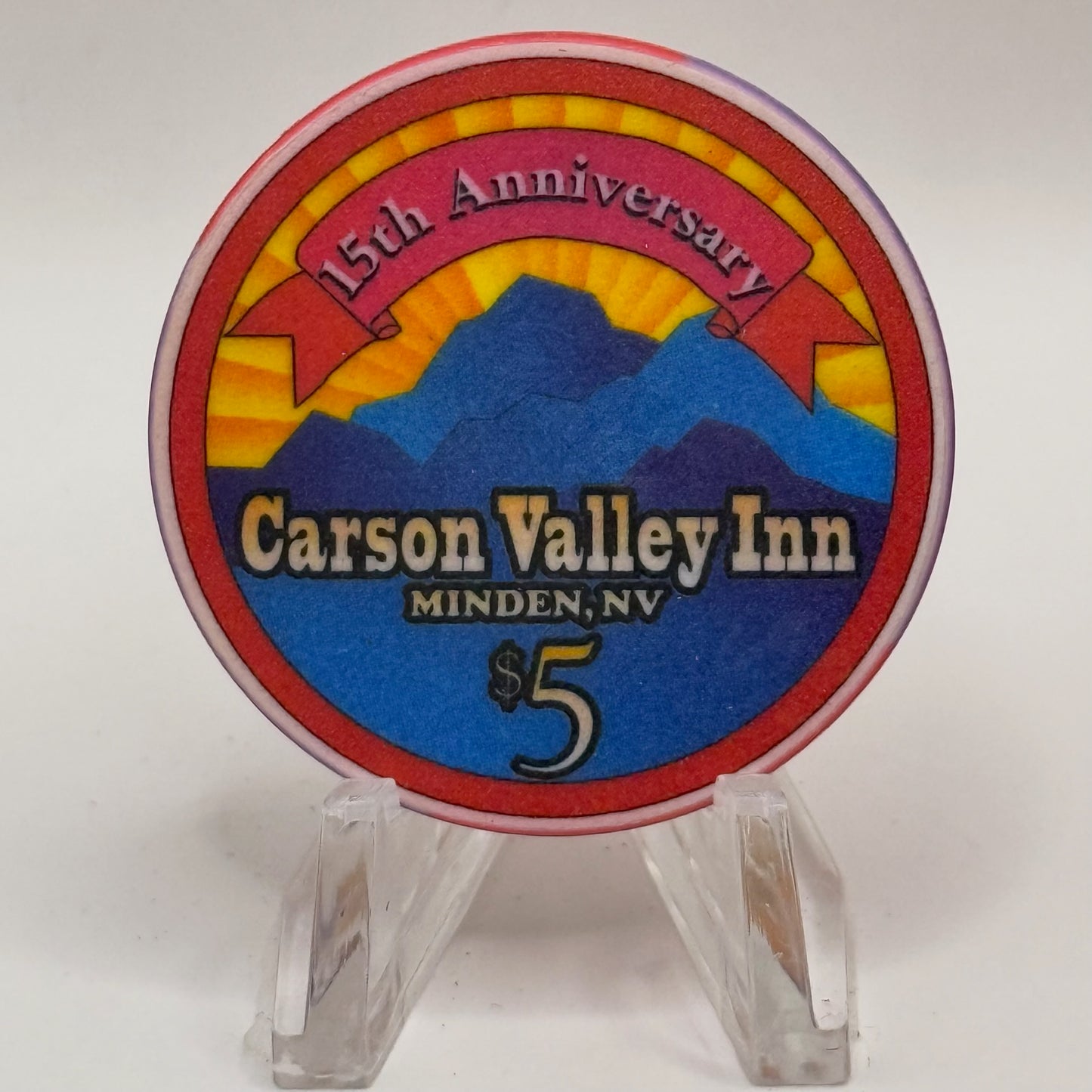 Carson Valley Inn Minden Nevada 1998 '15th Anniversary' LE $5 Casino Chip V2244