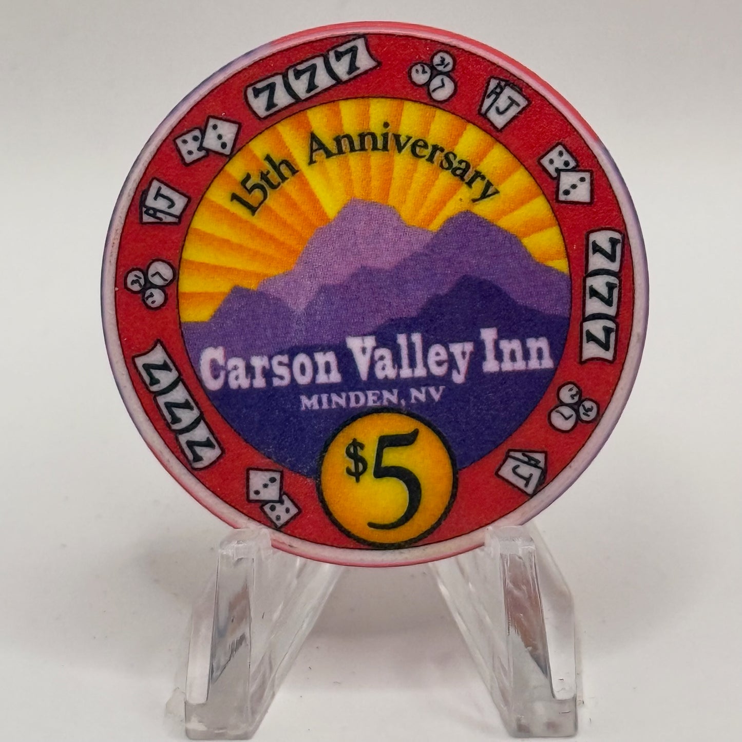 Carson Valley Inn Minden Nevada 1998 '15th Anniversary' LE $5 Casino Chip V2244