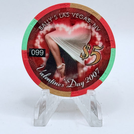 Bally's Las Vegas Nevada 2007 'Valentines Day' LE $5 Casino Chip E5942