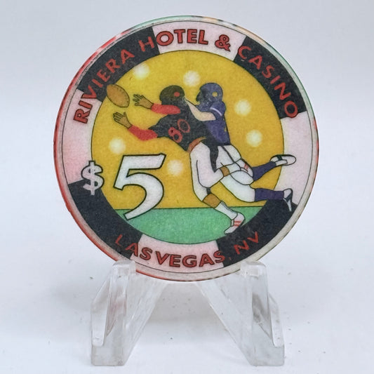 Riviera Las Vegas Nevada 1999 'Game Of The Century Superbowl' LE $5 Casino Chip V3327