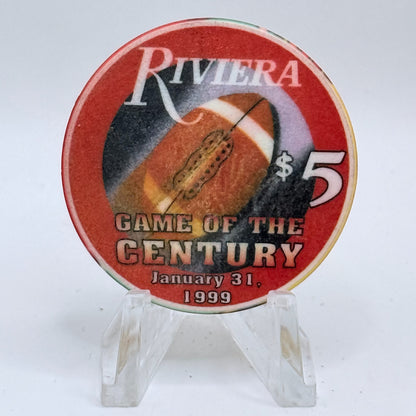 Riviera Las Vegas Nevada 1999 'Game Of The Century Superbowl' LE $5 Casino Chip V3327