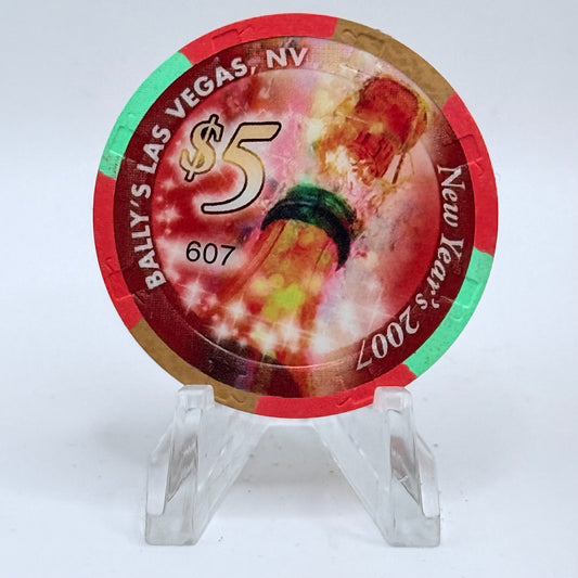 Bally's Las Vegas Nevada 2007 'New Year's' LE $5 Casino Chip E5834