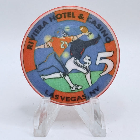 Riviera Las Vegas Nevada 1999 'Game Of The Century Superbowl' LE $5 Casino Chip V3329