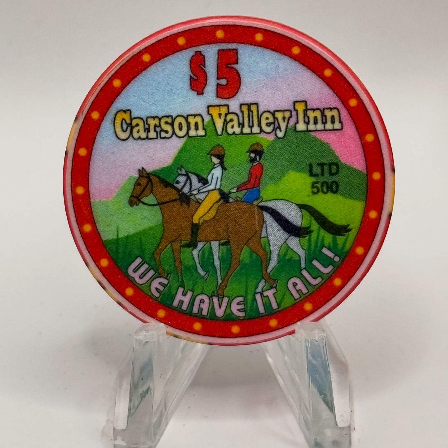 Carson Valley Inn Minden Nevada 1999 'Equestrian' LE $5 Casino Chip V3833