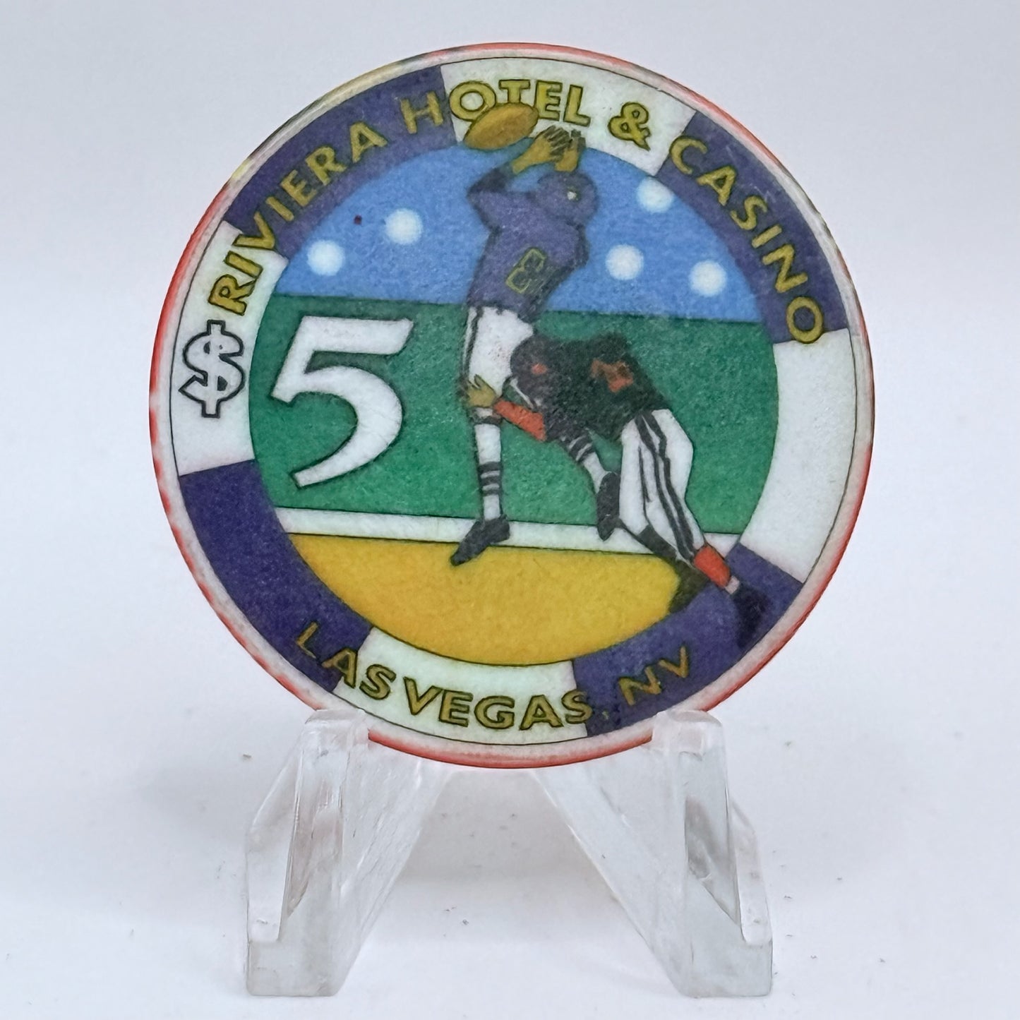 Riviera Las Vegas Nevada 1999 'Game Of The Century Superbowl' LE $5 Casino Chip V3328