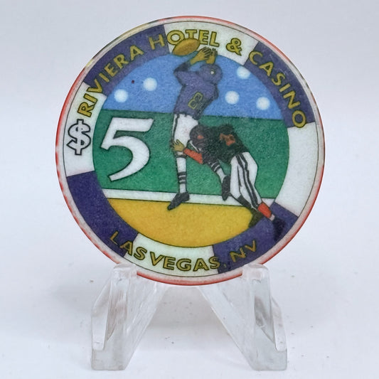 Riviera Las Vegas Nevada 1999 'Game Of The Century Superbowl' LE $5 Casino Chip V3328
