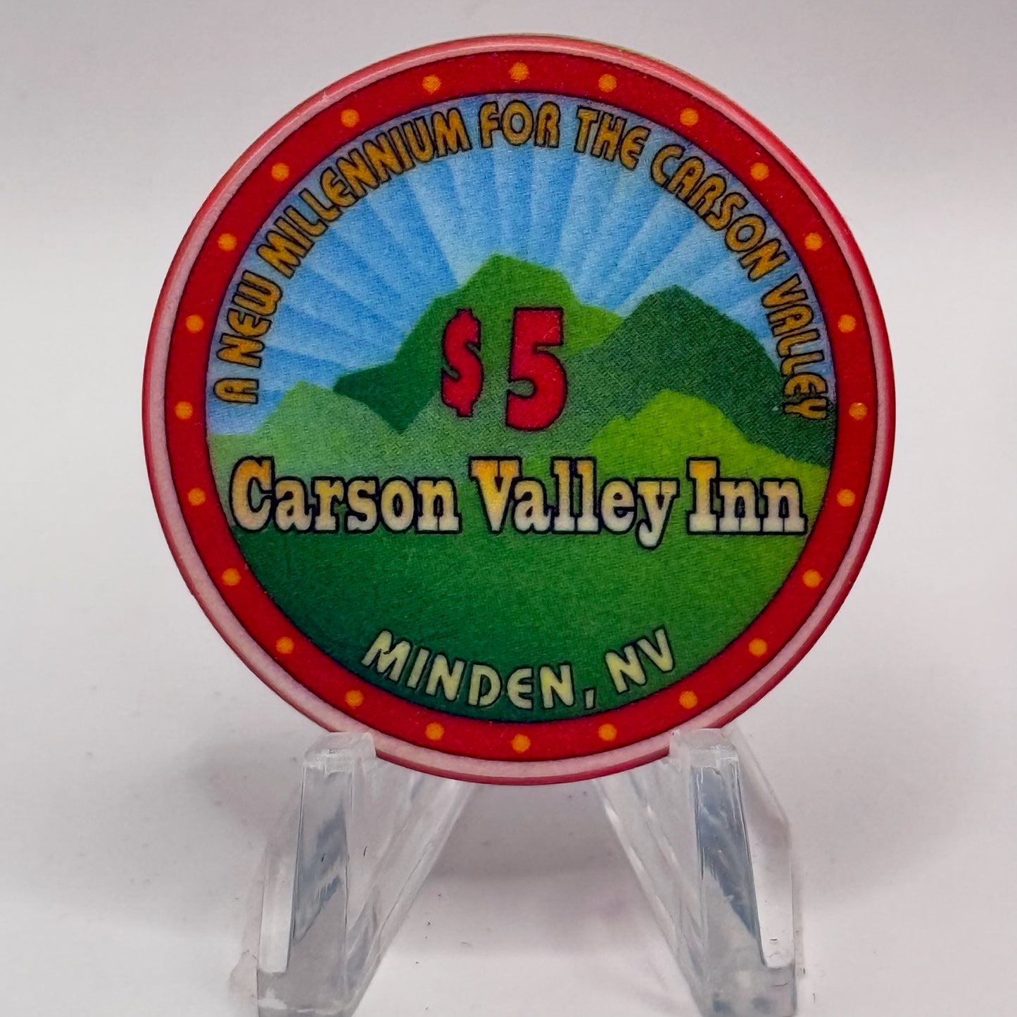 Carson Valley Inn Minden Nevada 1999 'Golfing' LE $5 Casino Chip V3835
