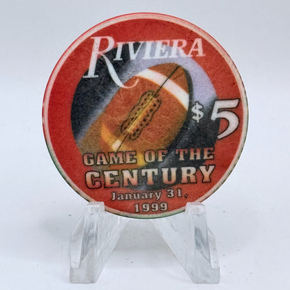 Riviera Las Vegas Nevada 1999 'Game Of The Century Superbowl' LE $5 Casino Chip V3328