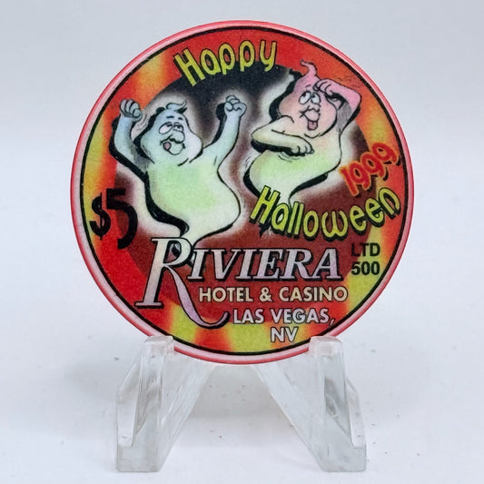 Riviera Las Vegas Nevada 1999 'Happy Halloween' LE $5 Casino Chip V5389