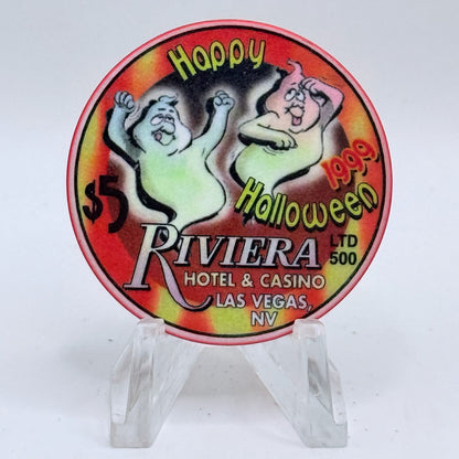 Riviera Las Vegas Nevada 1999 'Happy Halloween' LE $5 Casino Chip V5389
