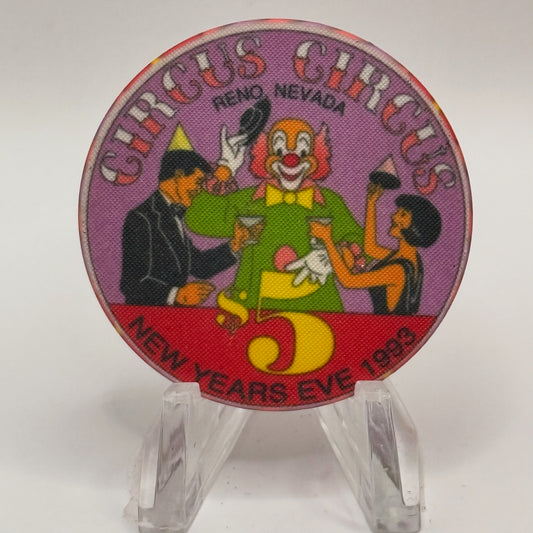 Circus Circus Reno Nevada 1992 'New Years's Eve' LE $5 Casino Chip N7485