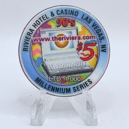 Riviera Las Vegas Nevada 1999 'Millennium Series - 90's' LE $5 Casino Chip V5406