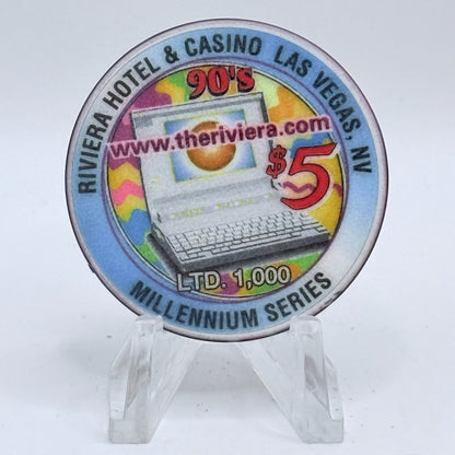 Riviera Las Vegas Nevada 1999 'Millennium Series - 90's' LE $5 Casino Chip V5406