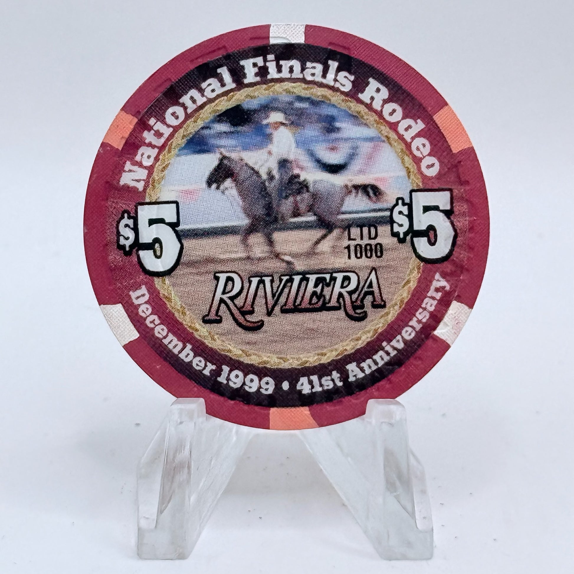 Riviera Las Vegas Nevada 1999 'National Finals Rodeo 41st' LE $5 Casino Chip V5422