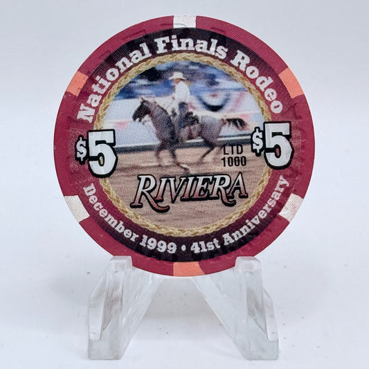 Riviera Las Vegas Nevada 1999 'National Finals Rodeo 41st' LE $5 Casino Chip V5422