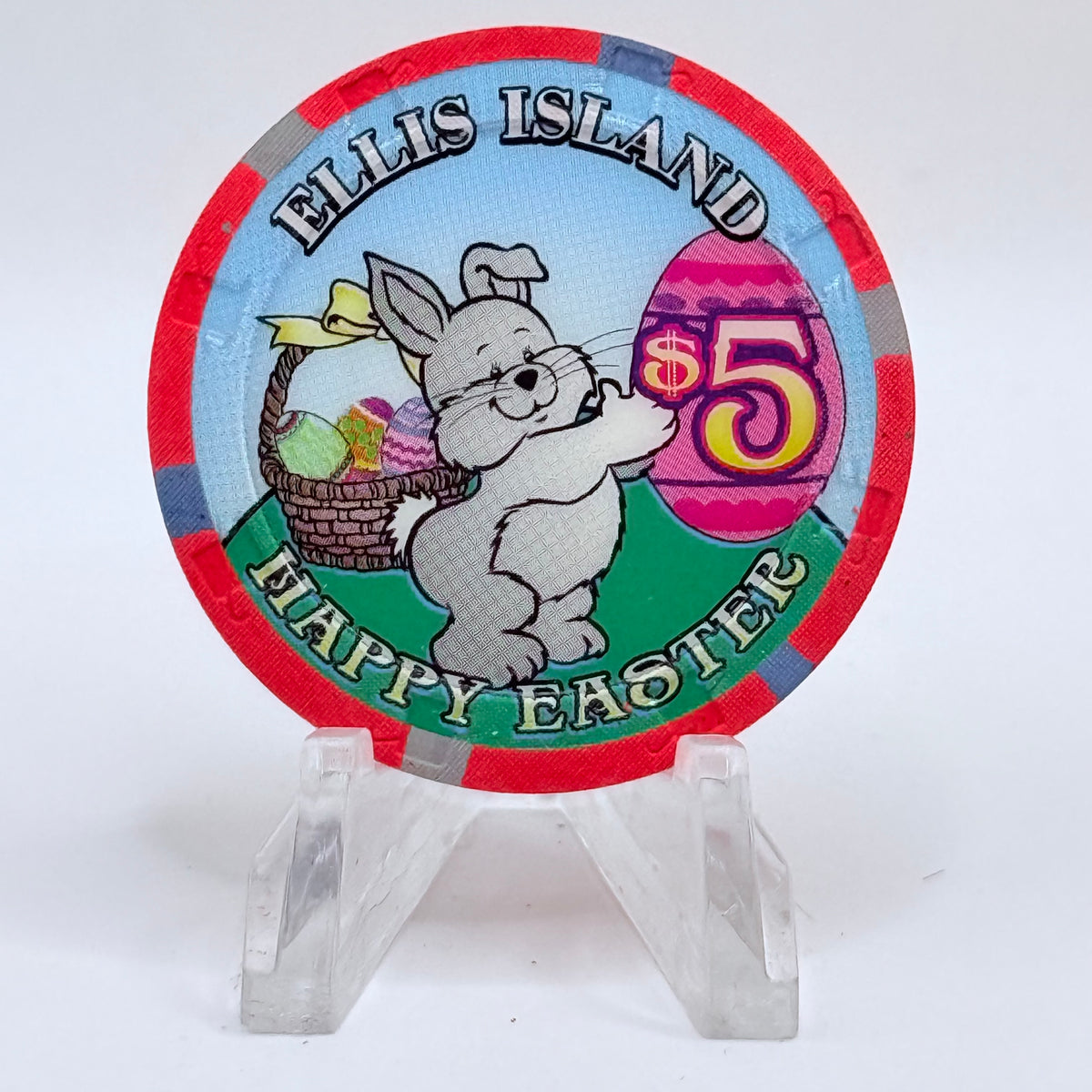 Ellis Island Las Vegas Nevada 2000s 'Happy Easter' LE $5 Casino Chip D0595