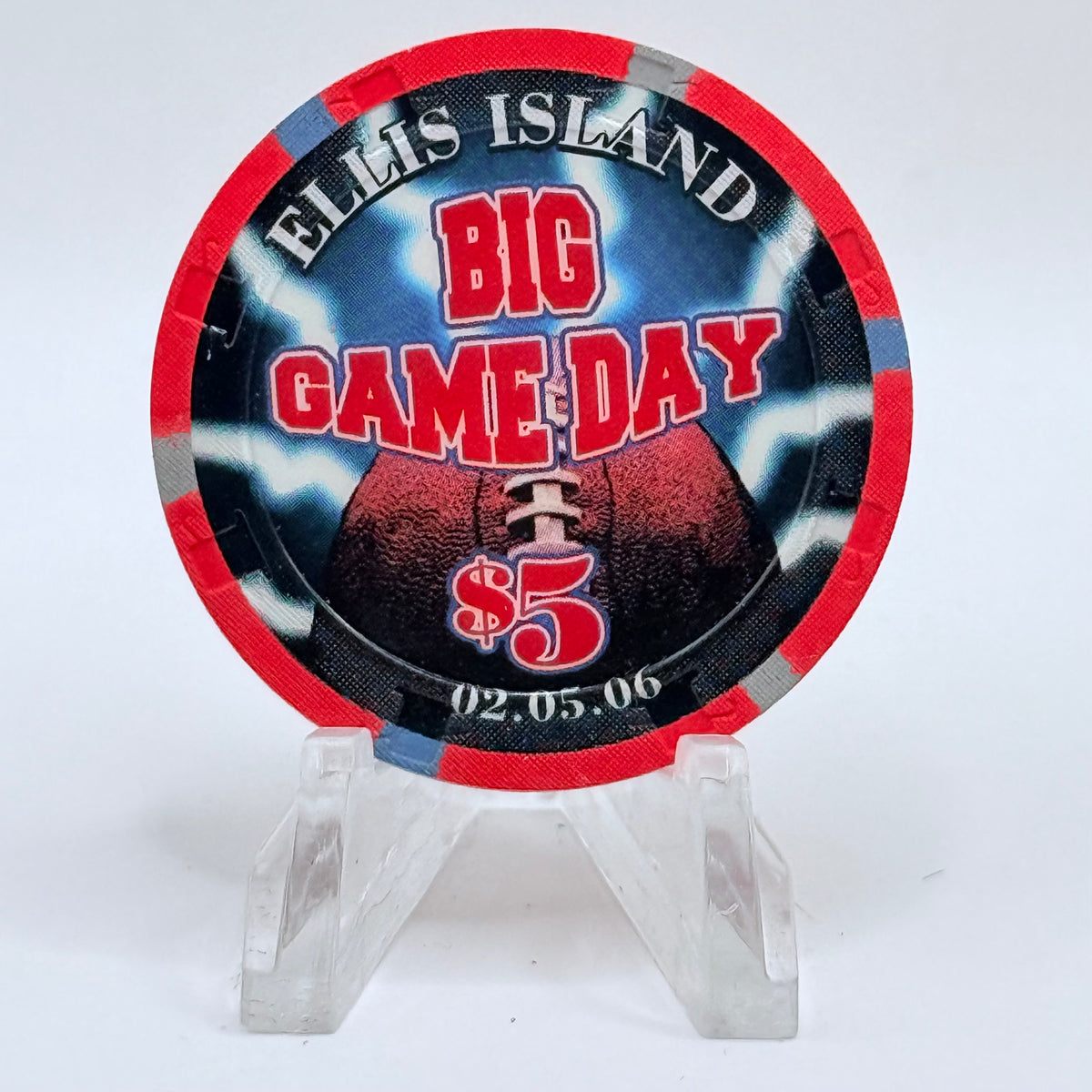 Ellis Island Las Vegas Nevada 2008 'Super Bowl XLII - Big Game Day' LE $5 Casino Chip E5067