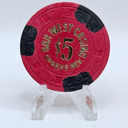 Bar West Casino Sparks Nevada 1977 $5 Casino Chip N4957