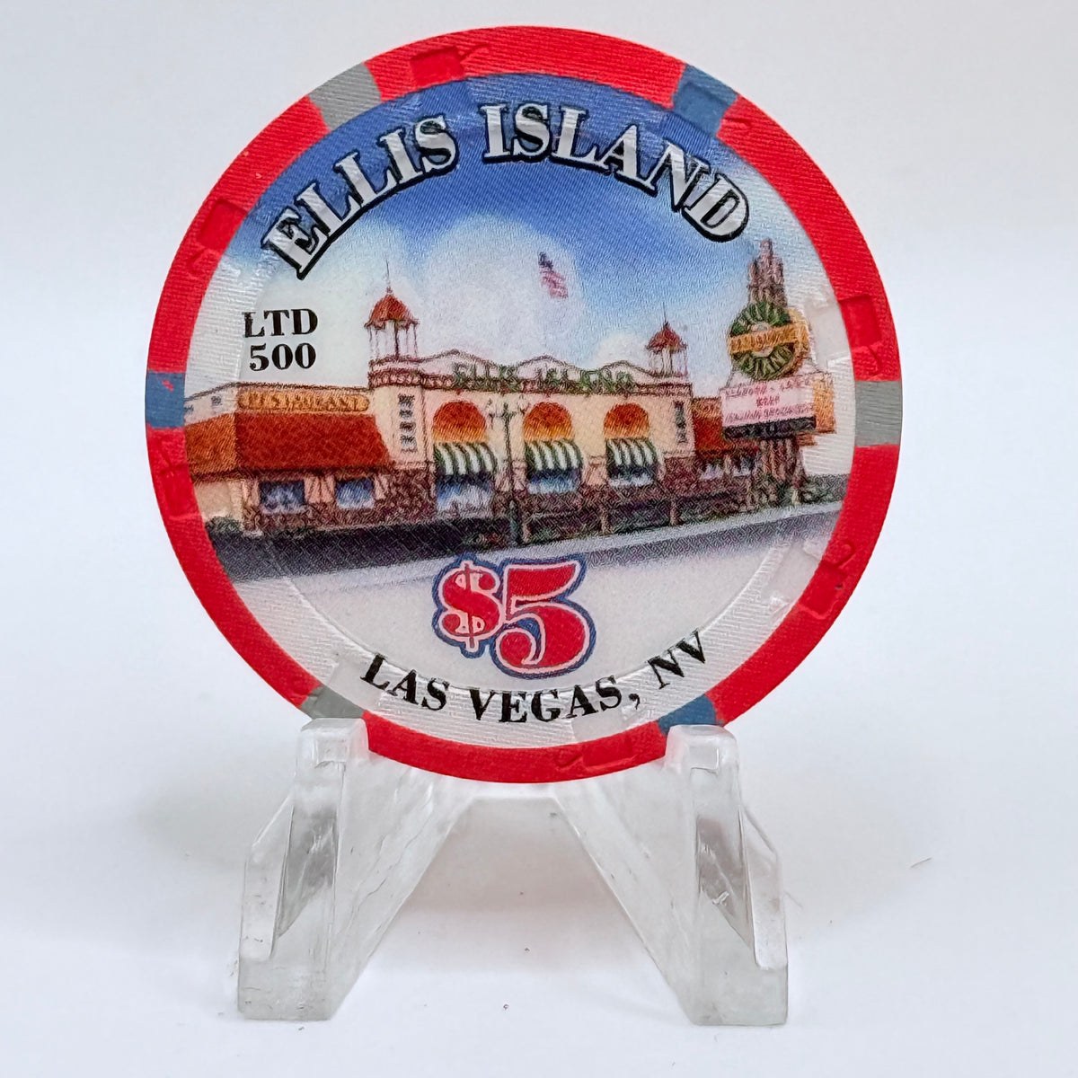 Ellis Island Las Vegas Nevada 2007 'Happy New Year' LE $5 Casino Chip E5831