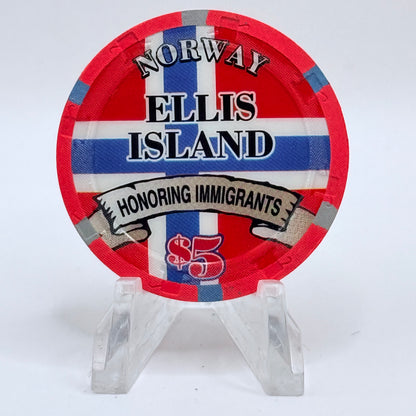 Ellis Island Las Vegas Nevada 2007 'Norway Honoring Immigrants' LE $5 Casino Chip E7876