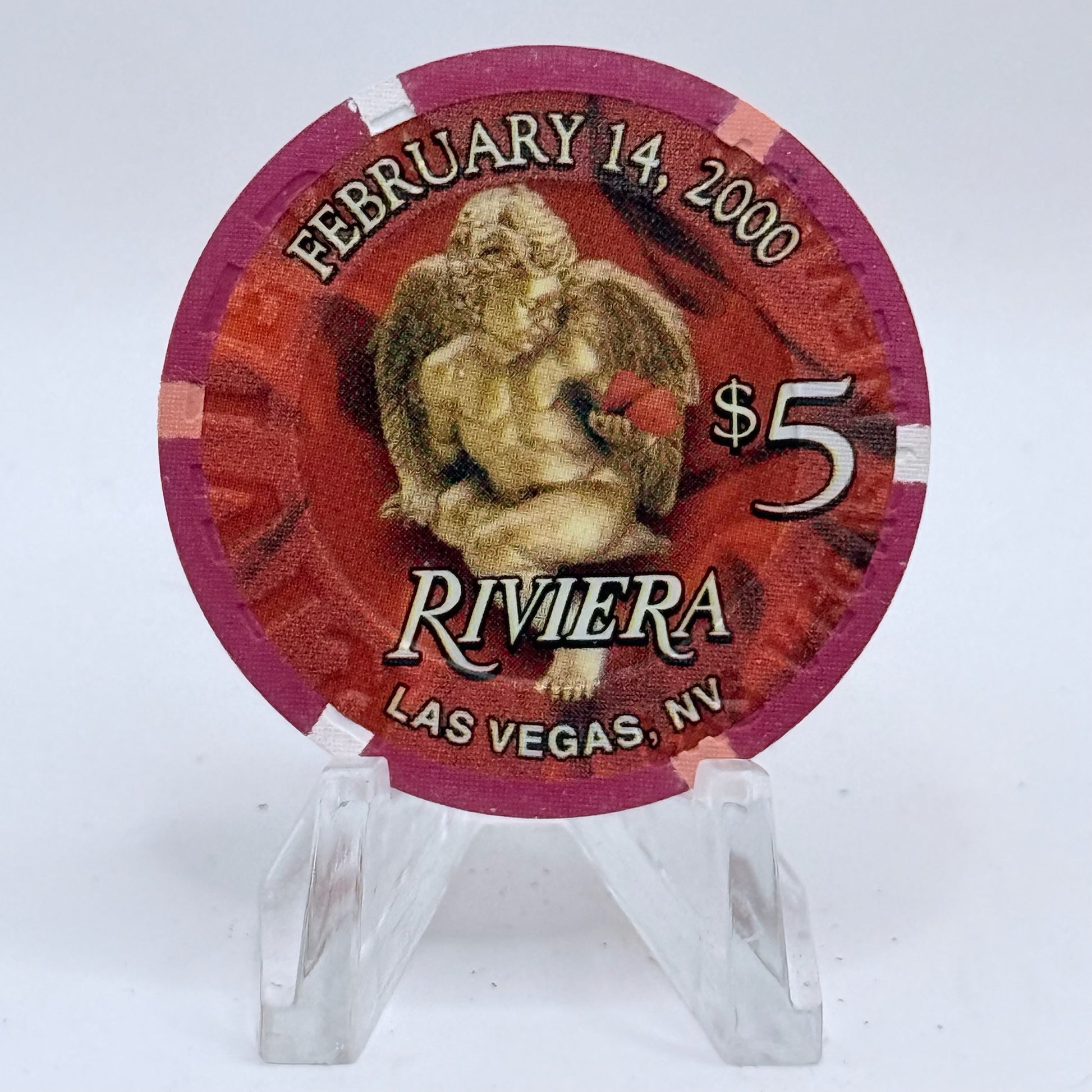 Riviera Las Vegas Nevada 2000 'Happy Valentine's Day' LE $5 Casino Chip V5421