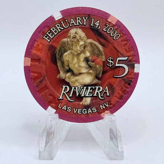 Riviera Las Vegas Nevada 2000 'Happy Valentine's Day' LE $5 Casino Chip V5421