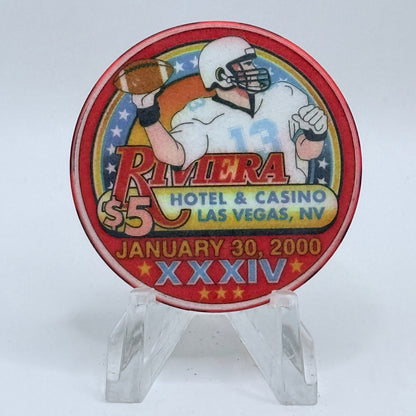 Riviera Las Vegas Nevada 2000 'Superbowl XXXIV' LE $5 Casino Chip V5394