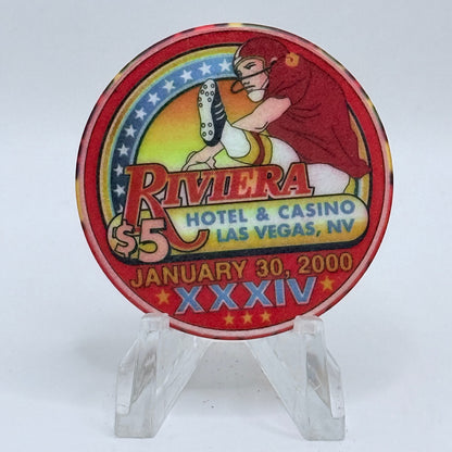 Riviera Las Vegas Nevada 2000 'Superbowl XXXIV' LE $5 Casino Chip V5395