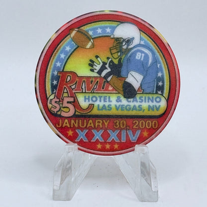 Riviera Las Vegas Nevada 2000 'Superbowl XXXIV' LE $5 Casino Chip V5396