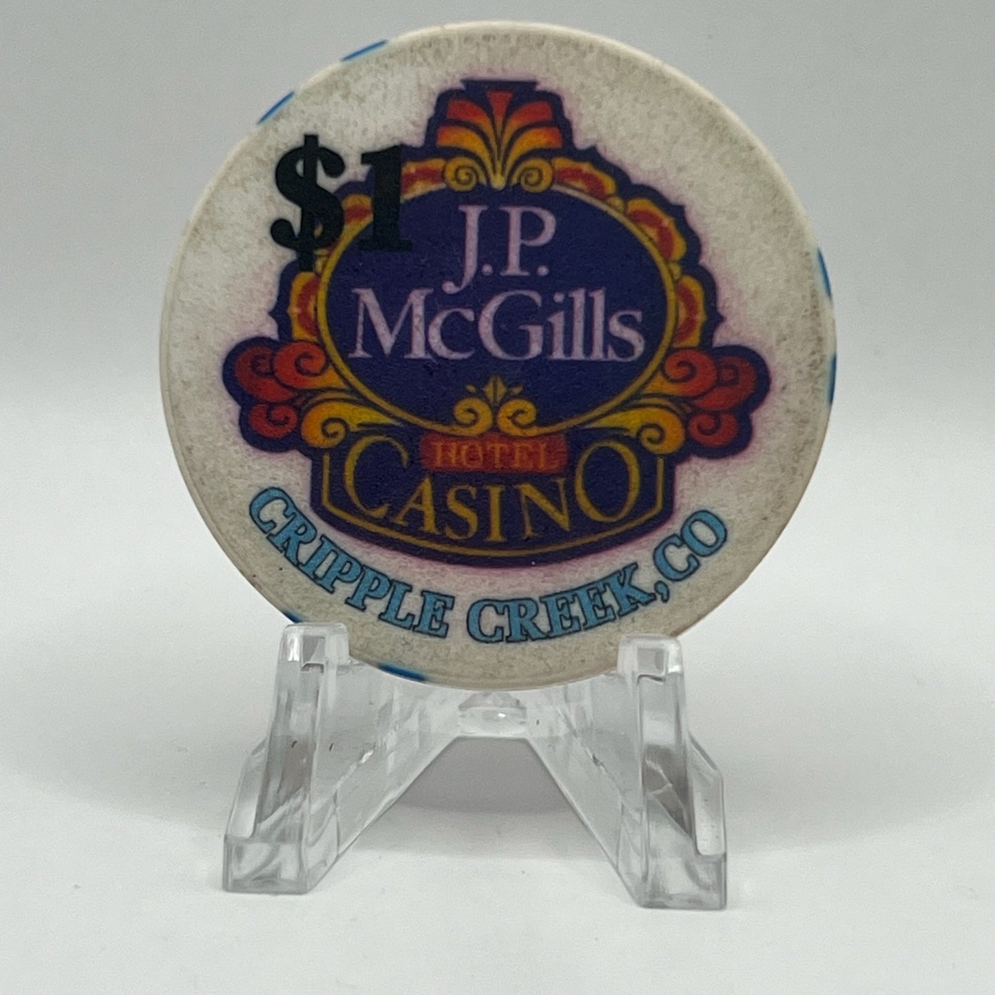 J.P. McGill's Hotel & Casino Cripple Creek Colorado 1997 $1 Casino Chip