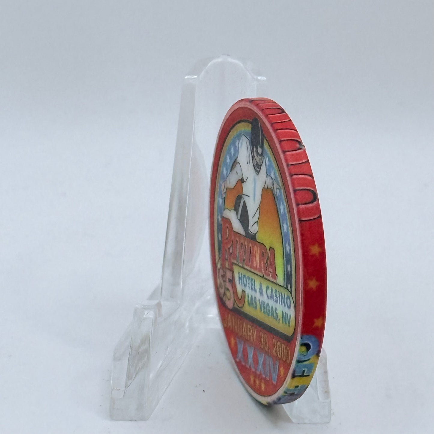 Riviera Las Vegas Nevada 2000 'Superbowl XXXIV' LE $5 Casino Chip V5396