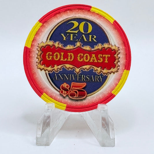 Gold Coast Las Vegas Nevada 2006 '20th Anniversary' LE $5 Casino Chip E6144