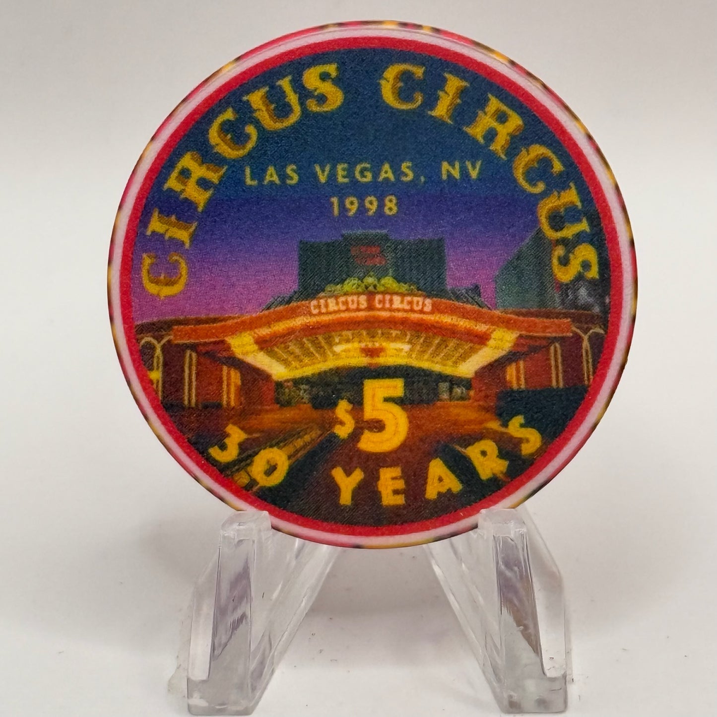 Circus Circus Las Vegas Nevada 1998 '30 Years' LE $5 Casino Chip V2279
