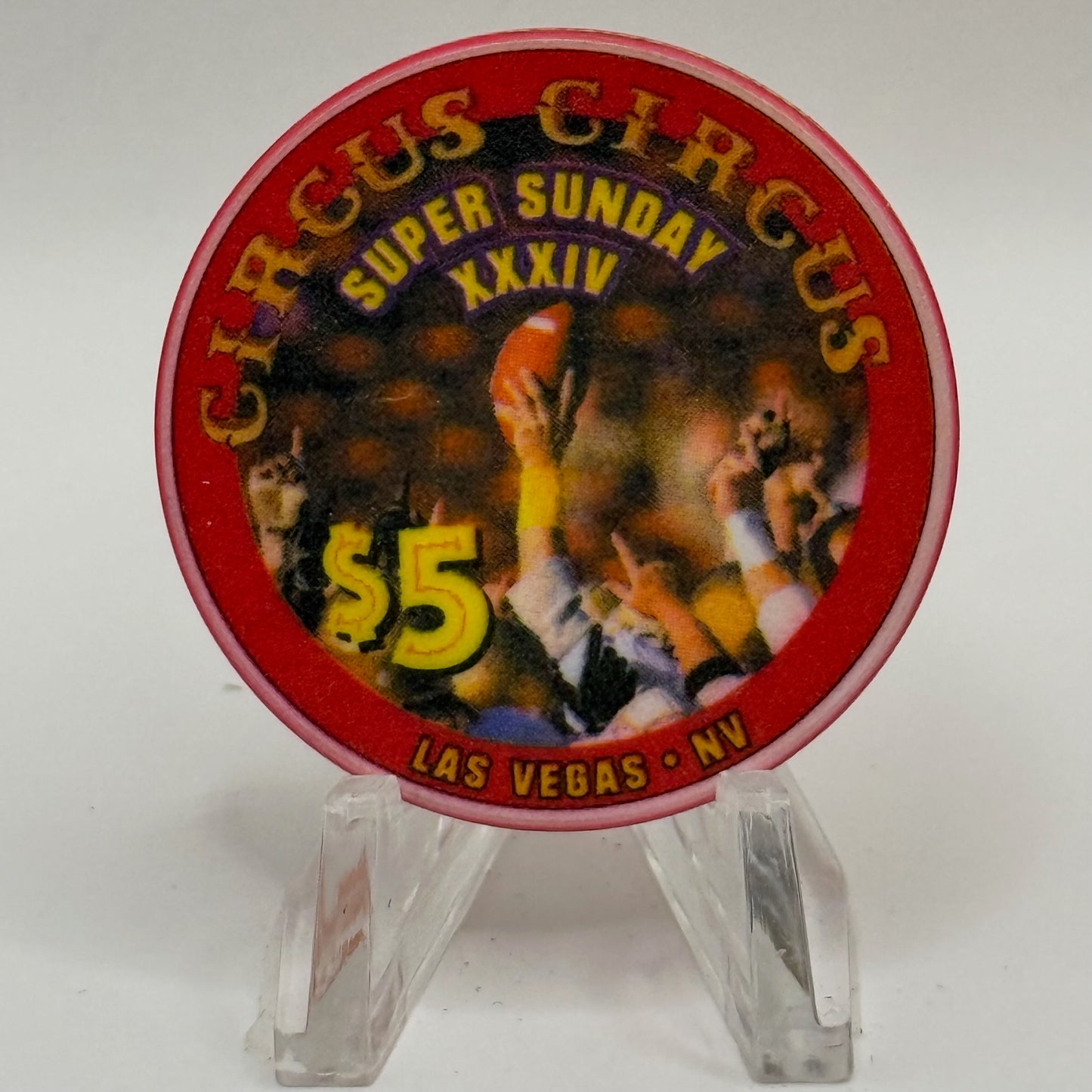 Circus Circus Las Vegas Nevada 2000 'Super Sunday XXXIV' LE $5 Casino Chip V3872