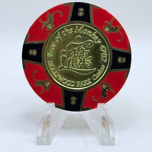 Hollywood Park Casino Inglewood California 2004 'Year Of The Monkey' LE $8 Casino Chip