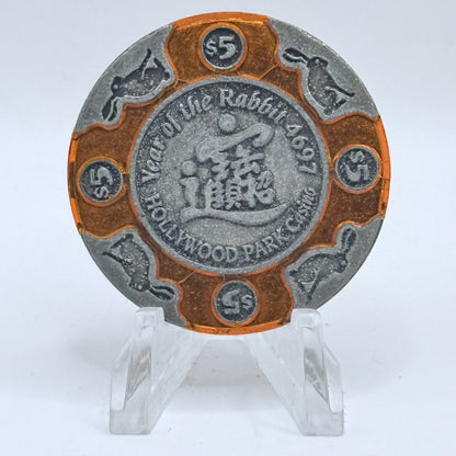 Hollywood Park Casino Inglewood California 1999 'Year Of The Rabbit' LE $5 Casino Chip