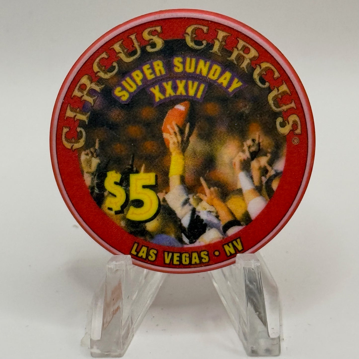 Circus Circus Las Vegas Nevada 2002 'Super Sunday XXXVI' LE $5 Casino Chip V8266