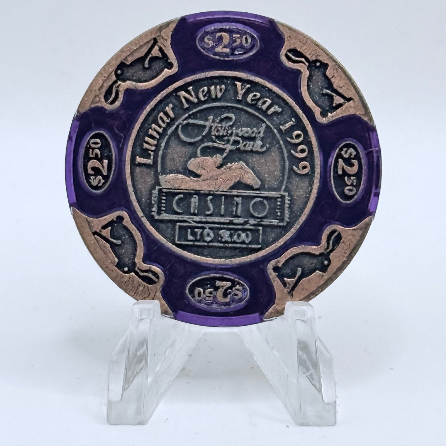 Hollywood Park Casino Inglewood California 1999 'Year Of The Rabbit' LE $2.50 Casino Chip