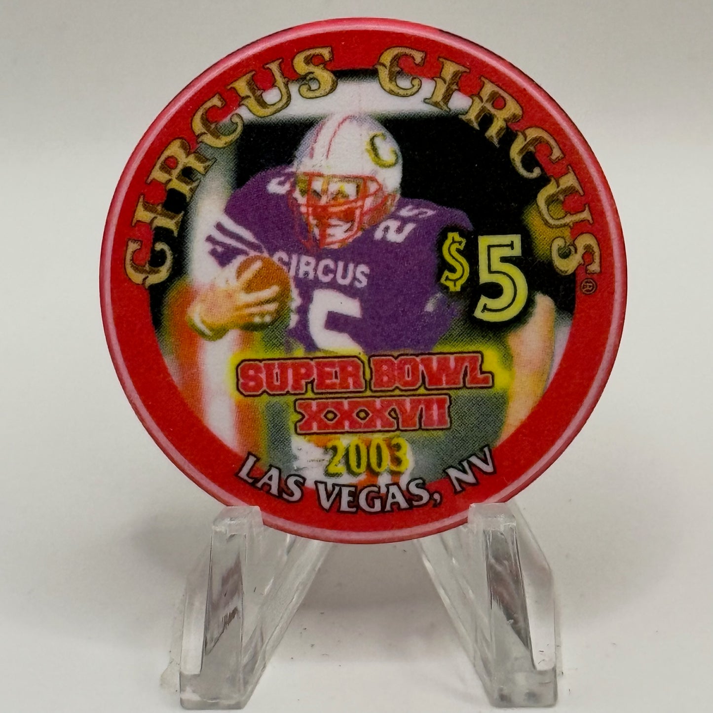 Circus Circus Las Vegas Nevada 2003 'Super Bowl XXXVII' LE $5 Casino Chip E0257