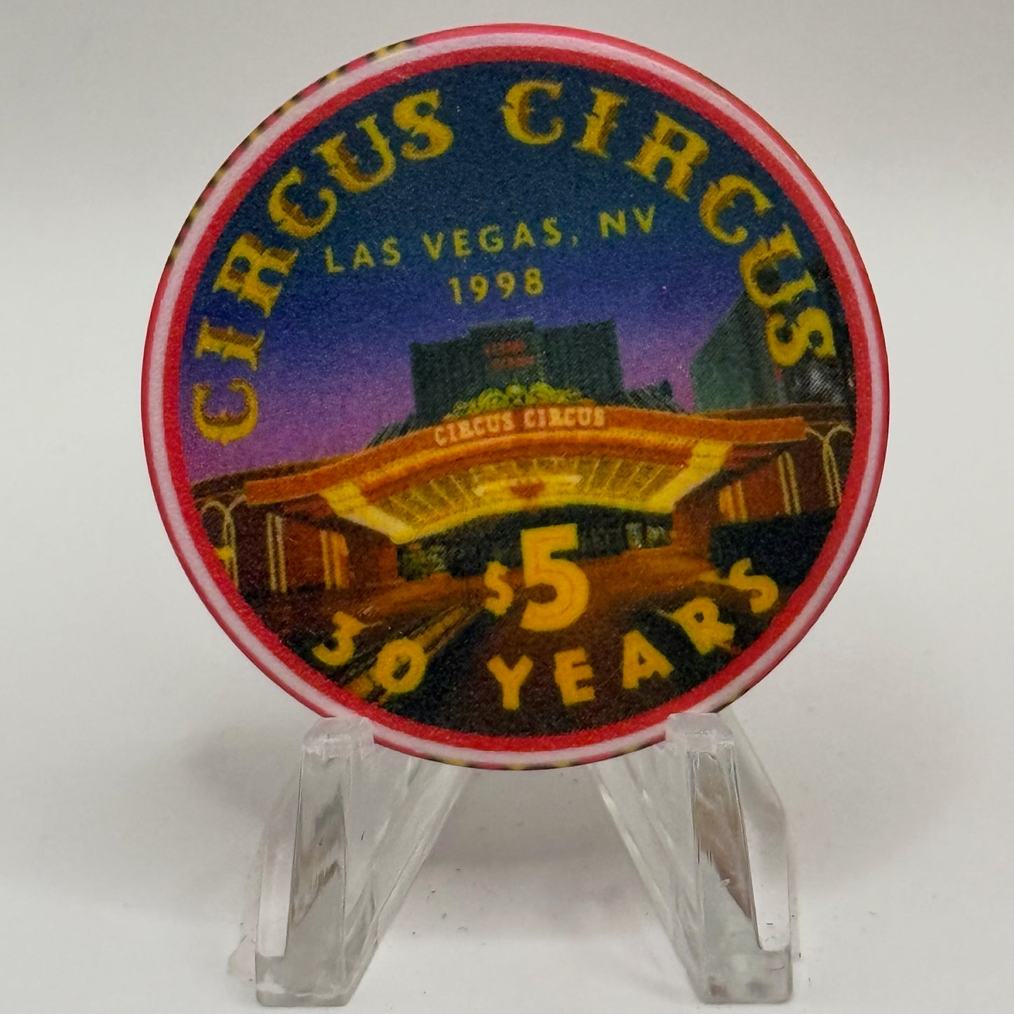 Circus Circus Las Vegas Nevada 1998 '30 Years' LE $5 Casino Chip V2276